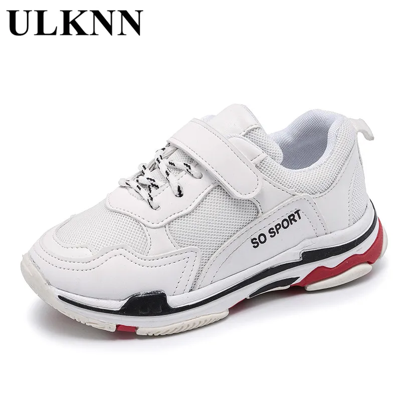 

ULKNN Spring Children's Shoes For Girls Casual Running Comfortable Sneaker Boys Rubber Kids Leather Flat Shoes Teenage Patchwork