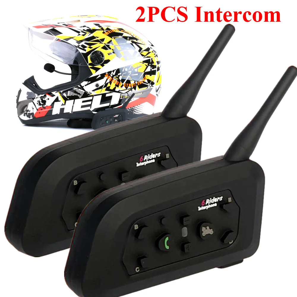 

2PCS Synchronous Motorcycle Intercom 1200m Wireless Helmet Headset Multi-Interphone Bluetooth intercomunicador Moto Speaker