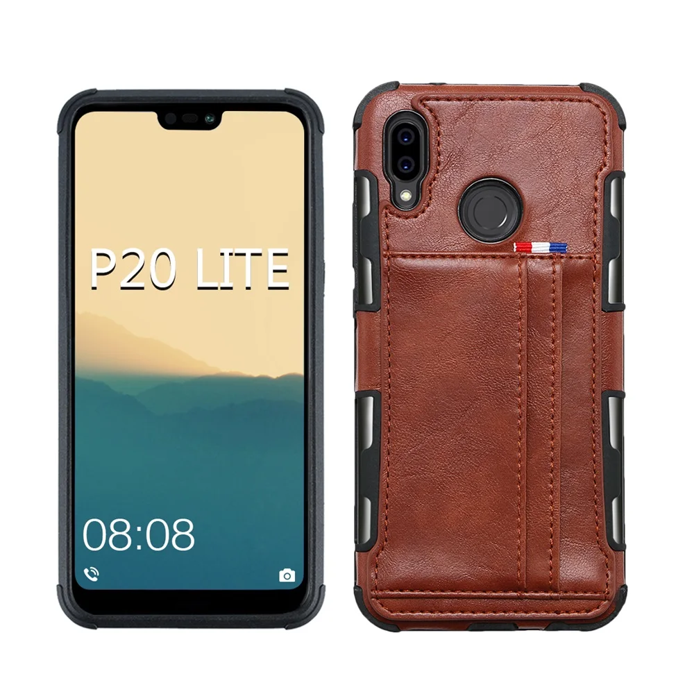 

FastDeng Retro PU Leather Case For Huaweia P20lite Nova3e Luxury Anti-knock With Card Pocket Case For Huawei P20Lite Nova3e