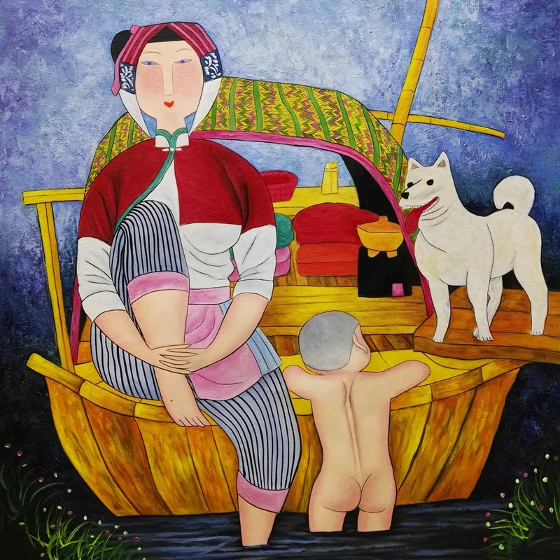 

Домашний декор, ручная роспись, холст, китайское современное искусство, деревенская Женская Настенная картина Hu YongKai, Современная картина маслом