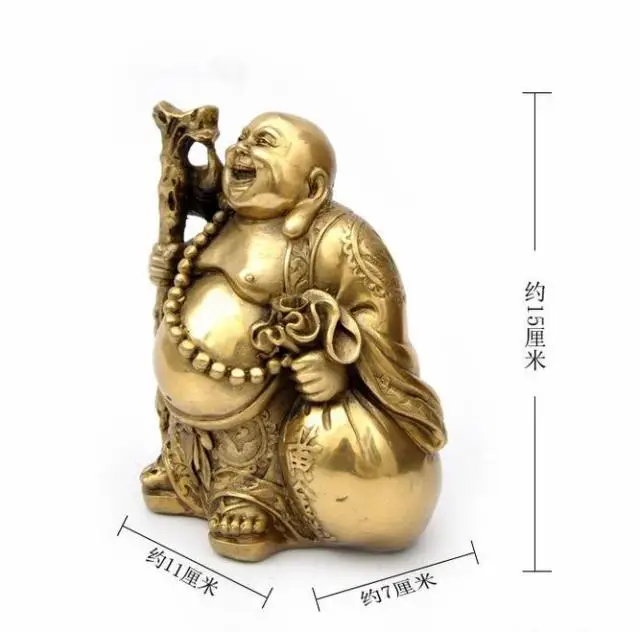 

Bronze statue copper maitreya decoration buddha lucky ingot gold bags lucky