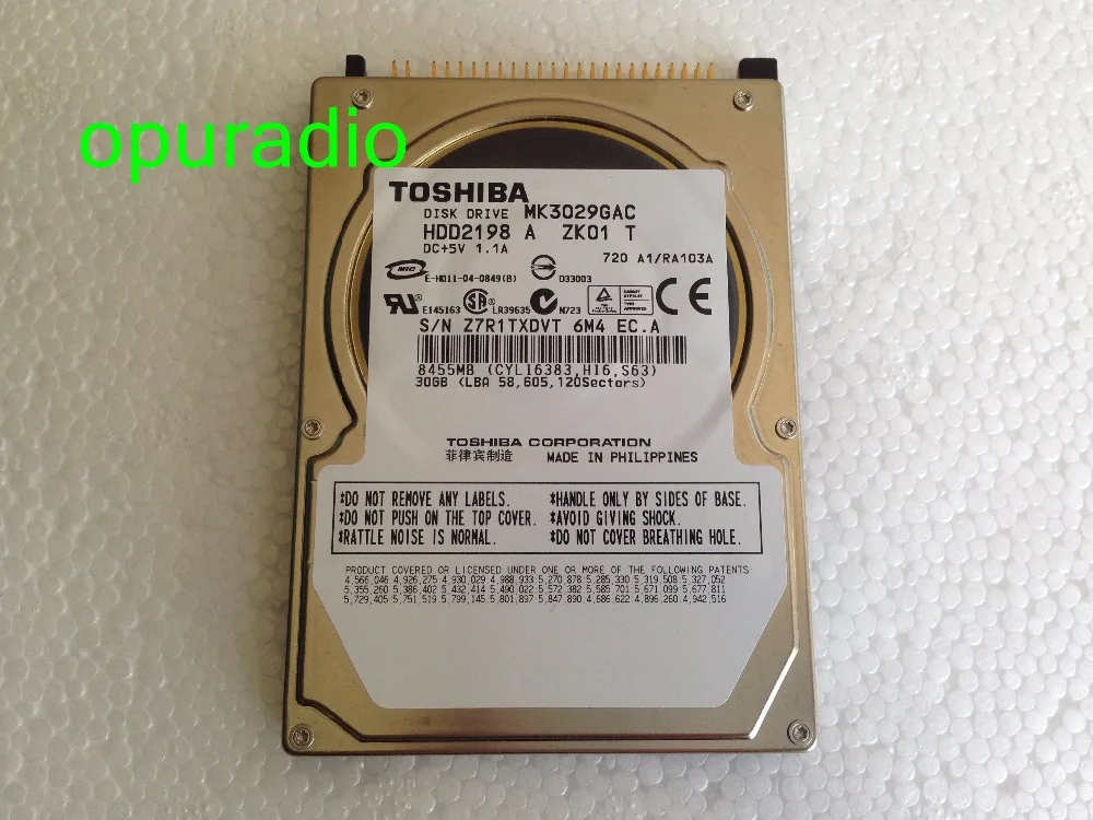 Tosh-IBA жесткий диск MK3029GAC 30 GB HDD2198 DC+ 5 V 1.1A 8455 MB для Chrysler HDD alpine car navigiton аудио система