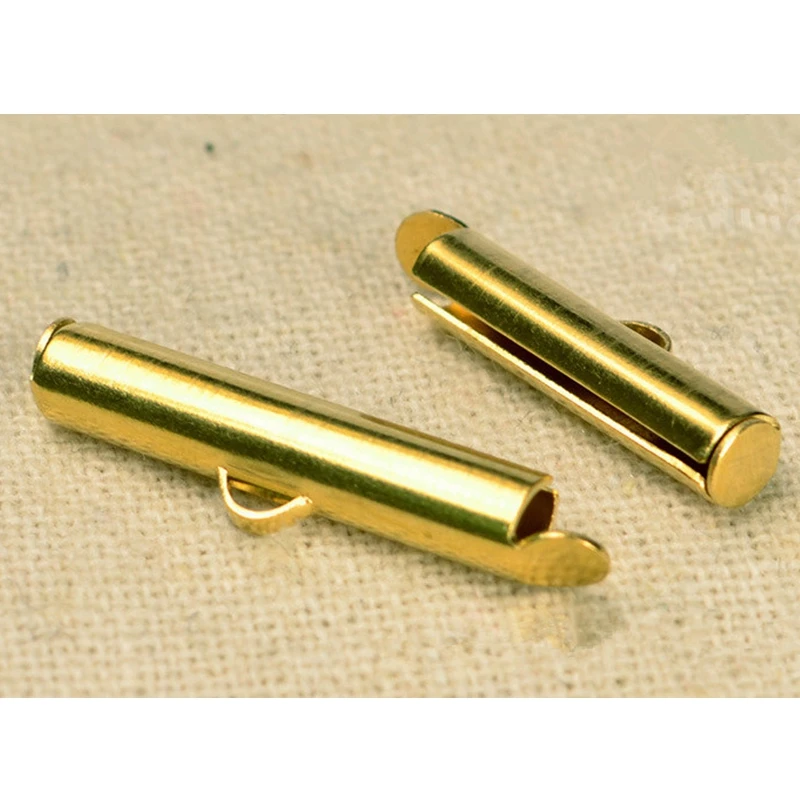 100PCS Brass Slide On End Clasp Tubes Clasp Crimp Claps Fit For Seed Beads