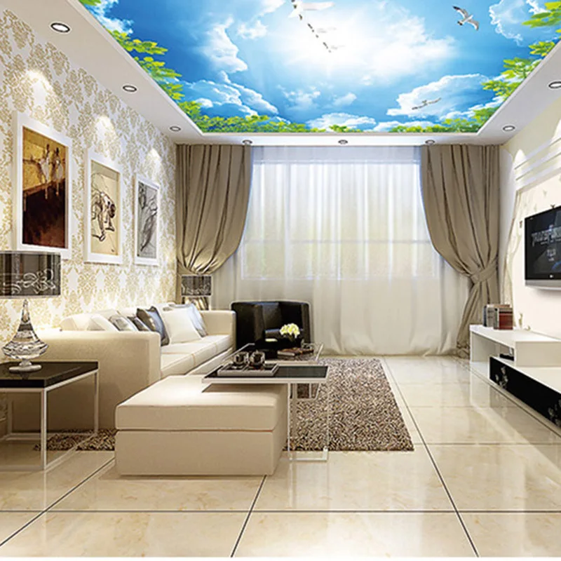

QINGCHUN Custom Print 3D Fabric &Textile Wallcoverings For Walls Cloth Ceiling Matt Silk For Living Room Bird Murals Scenery Sky