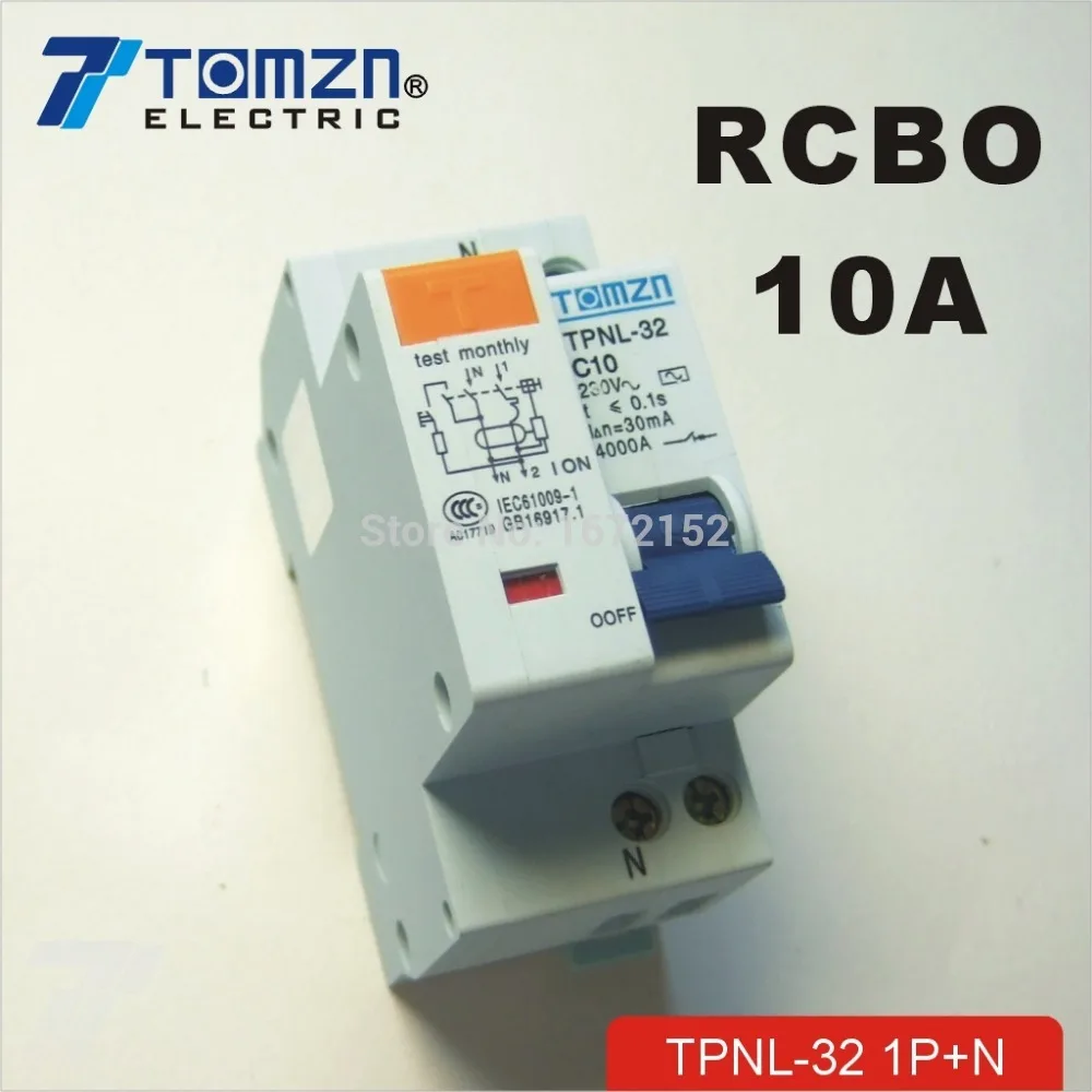 Автоматический выключатель DPNL 1P + N 10A 230V ~ 50HZ/60HZ остаточного тока с защитой от