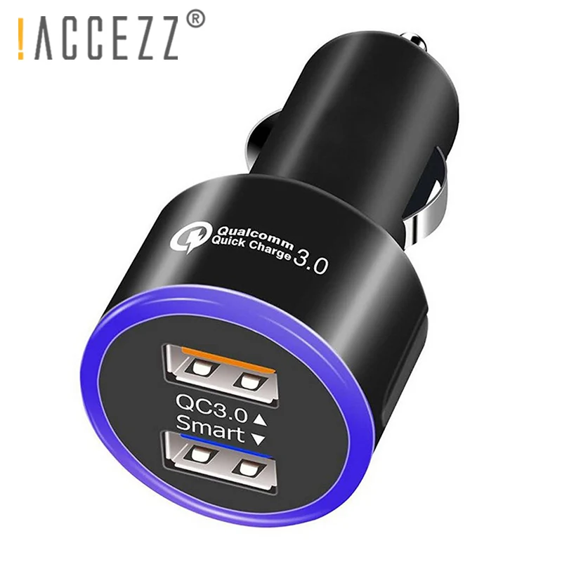 ! ACCEZZ QC 3.0 المزدوج USB شاحن سيارة Unviersal الإضاءة سريع ل فون باد Xiaomi سامسونج غالاكسي S9 S8 زائد S7 S6 شحن السيارات