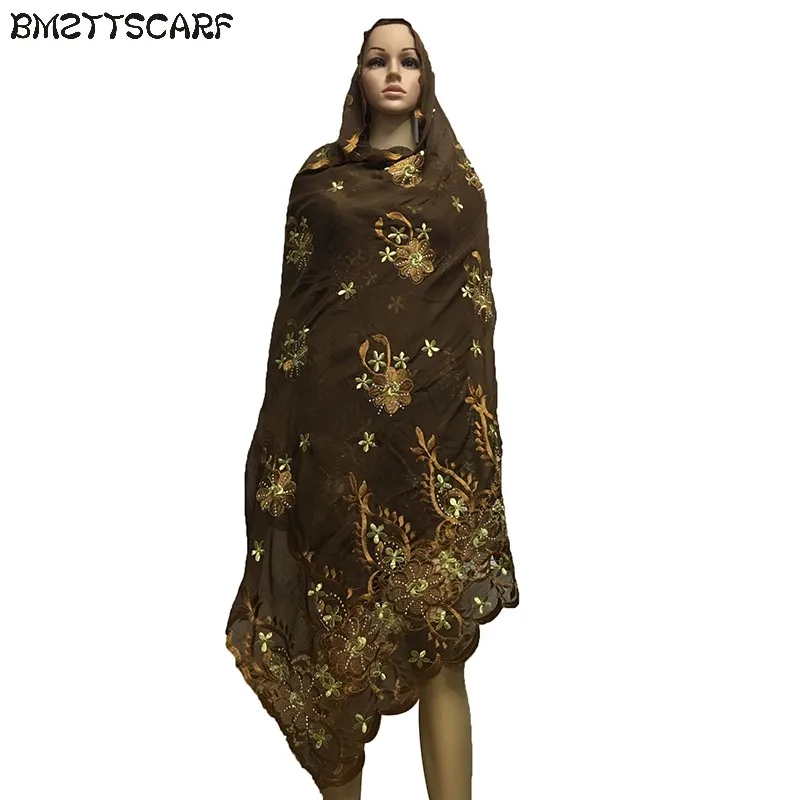 Африканский шарф, мусульманский женский большой хлопковый шарф с вышивкой, хлопок, мусульманский шарф больших размеров для шали BM471