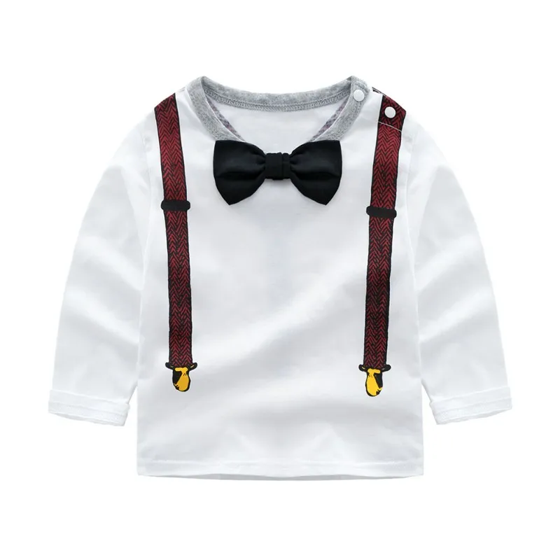 Baby Kid Boys White T Shirt For Spring Autumn Infant Kids Boys Long