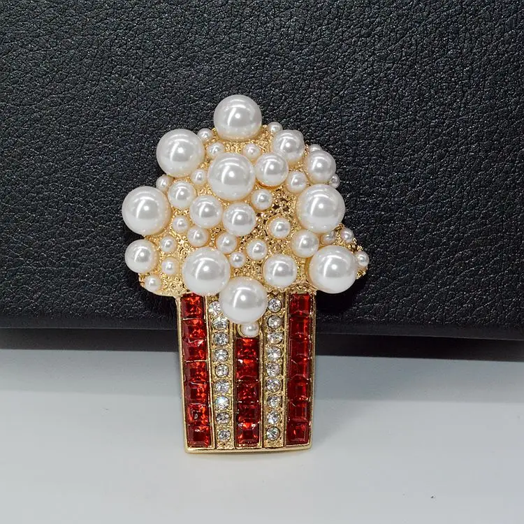 Fashion Ornaments Artificial diamond pearl Popcorn Brooch female Brooch