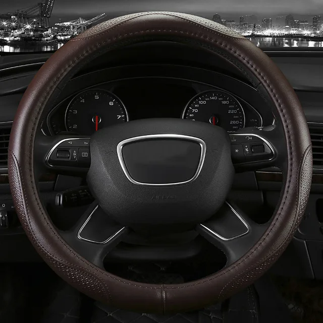Genuine Leather car steering wheel cover five colors for Subaru Tribeca