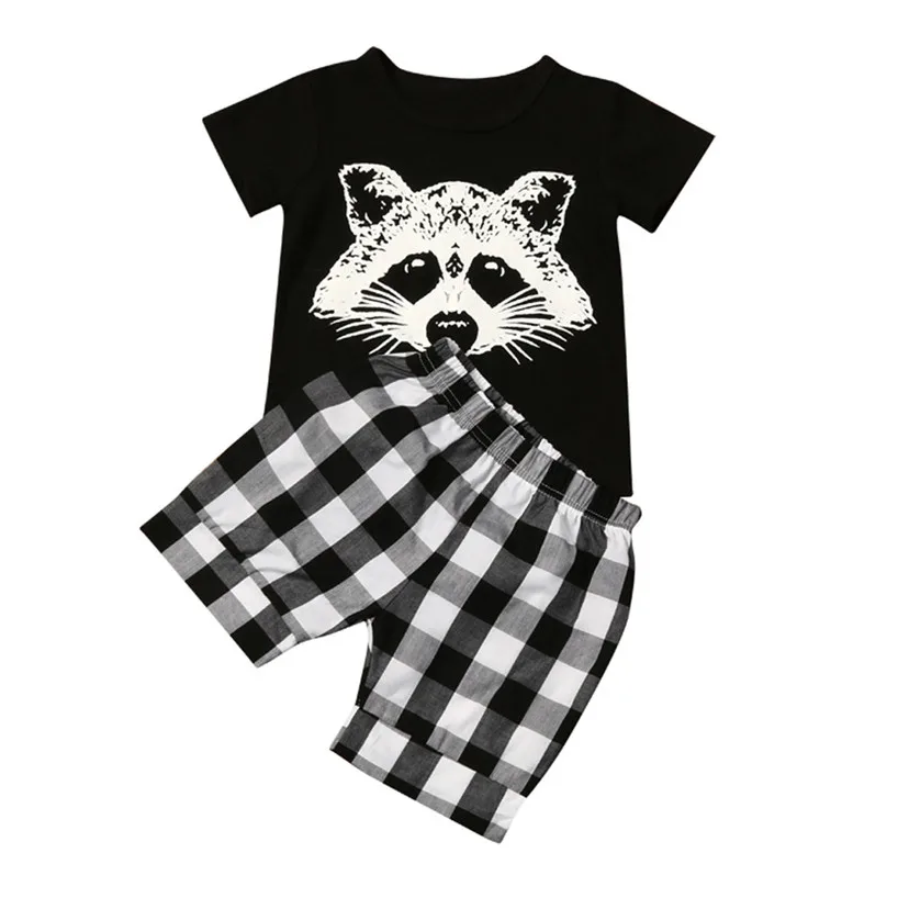 

ARLONEET Toddler Baby Boy Fox T shirt Tops Plaid Shorts Pants Outfits Clothes Set Feb7/P