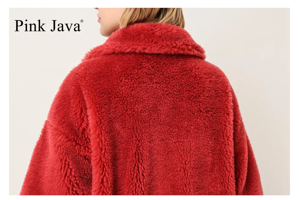 Perfect PINK JAVA QC1867 new arrival free shipping real sheep fur coat  camel teddy coat over size winter women coat  dress fashion warm 19