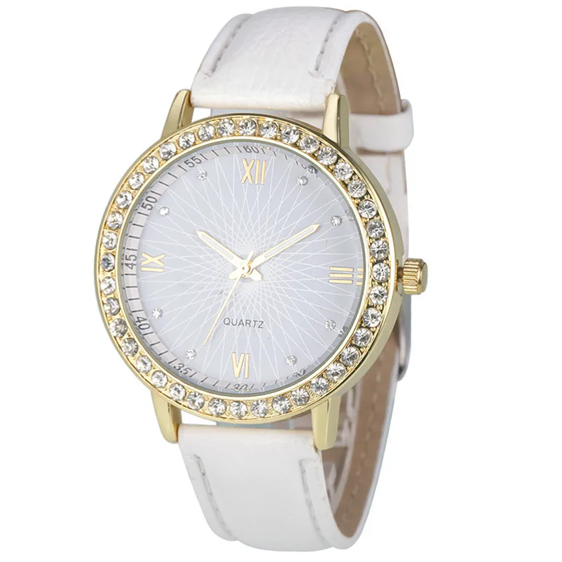 

Watch Women Watches Rhinestone Relogio Feminino Fashion Crystal PU Leather Analog Quartz Female Clock montre femme