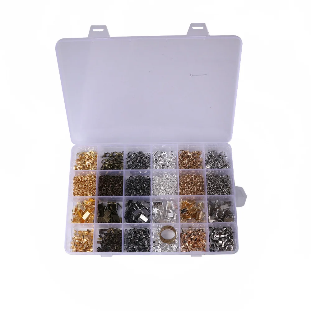

Doreen Box Iron Based Alloy End Crimp Caps Lobster ClaspRibbon Crimp End Ring Jump Rings Mixed 12mm( 4/8") - 5mm( 2/8"), 1 Box