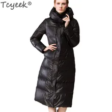 Tcyeek зимняя куртка женская парка Новая мода Европейский стиль капюшон 90% белый утиный пух куртки длинное плотное пальто размера плюс HJ29