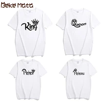 Family Matching Clothes Summer Short Sleeve Mother Father Daughter Son T-shirts KING QUEEN PRINCE PRINCESS Family Look Outfits family matching clothes summer fashion mother daughter dress father son short sleeve cotton tshirt patchwork striped family look