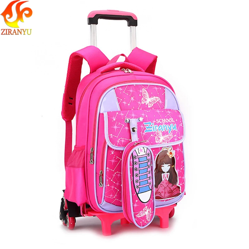 

ZIRANYU Removable Children School Bags with 3 Wheels for Girls Trolley Backpack Kids Wheeled Bag Bookbag travel luggage Mochila