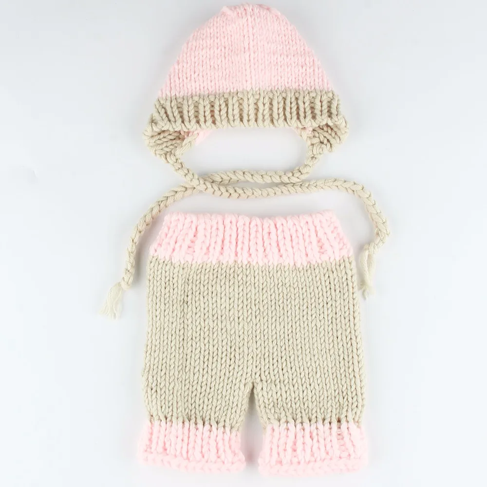 Puseky 0-4 м фон для фотографирования малышей новорожденных девочек мальчиков вязания крючком костюм фото реквизит брюки и шляпа