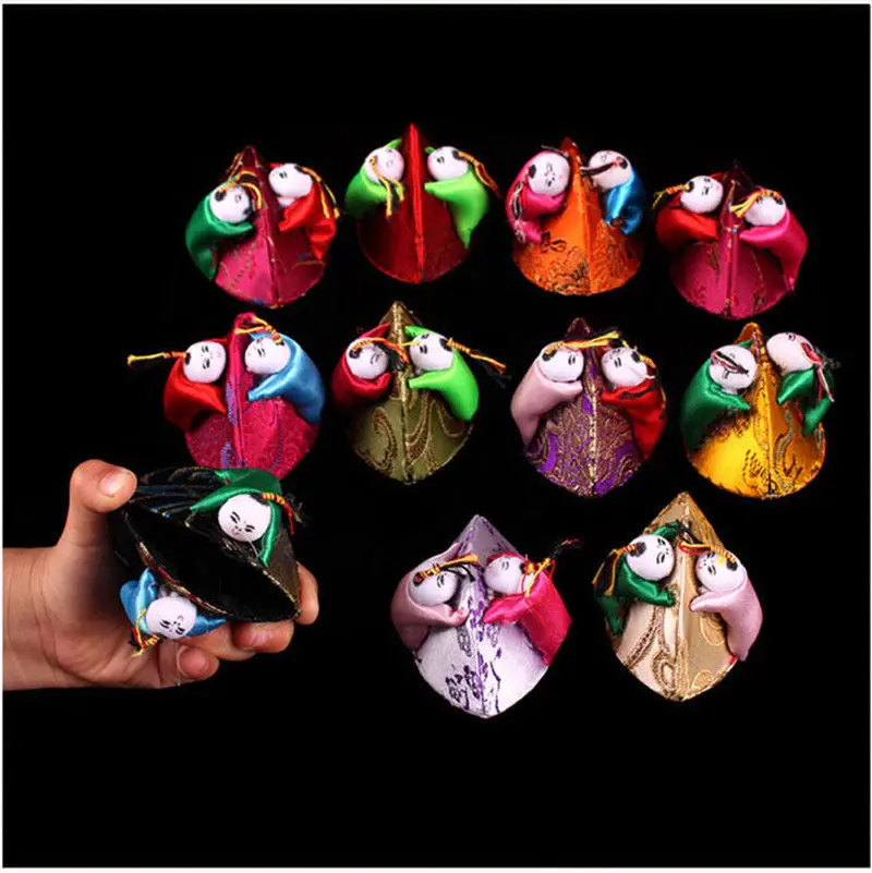 

Wholesale10 PCS Embroidered Children Silk Earrings Ring Jewelry Bags Coin Boxes