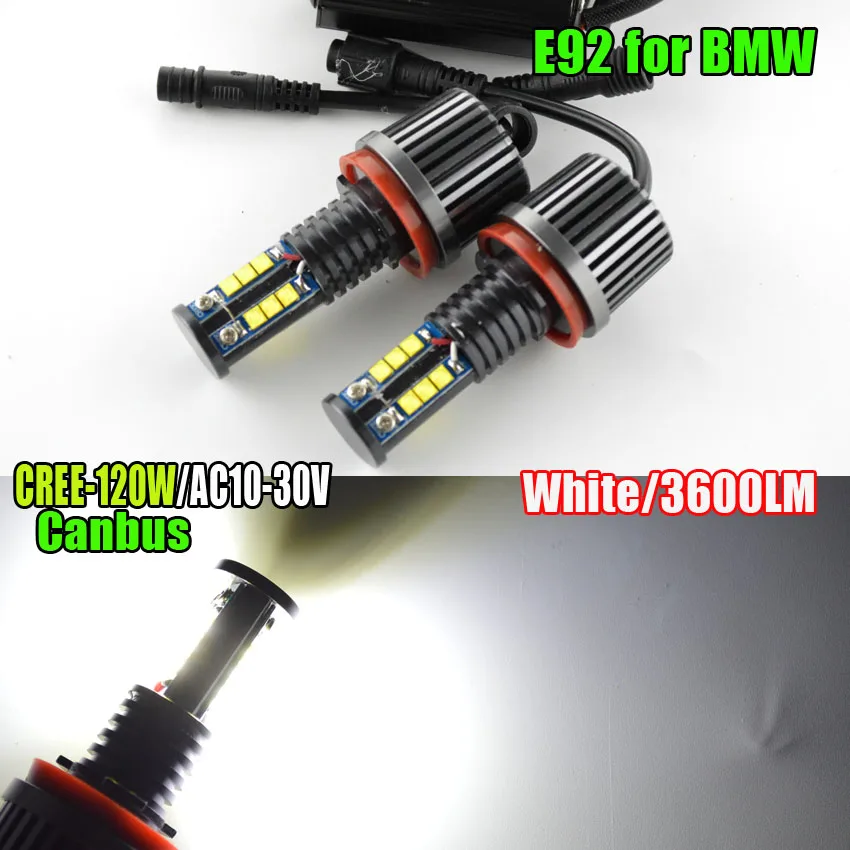 

1 Set(2 PCS) 2*120W 240W H8 Angel Eyes LED Marker LED Chips XTE 3600LM White 7000K for BMW E90 E92 X5 E71 X6 E82 M3 E60 E70