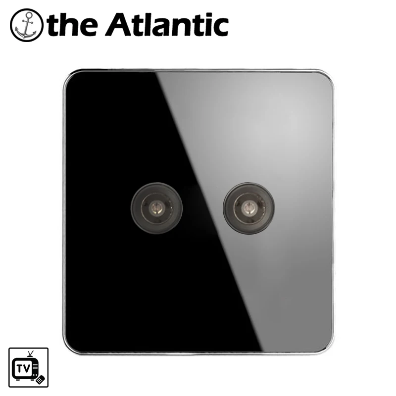 Atlantic Brand TV Double Socket Luxury Wall Television Outlet Acrylic Crystal Mirror Panel Electrical Jack universal socket |