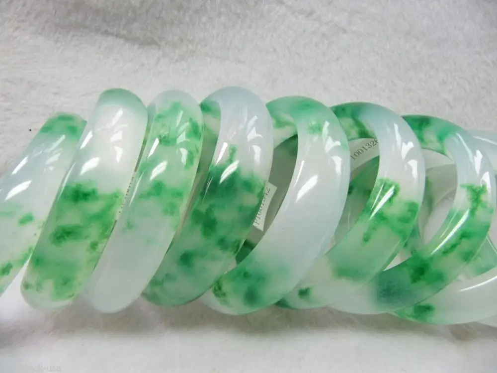 

[WHOLESALE] PERFECT CHINESE ICY Spotted Green JADE BANGLE (5PCS/LOT)