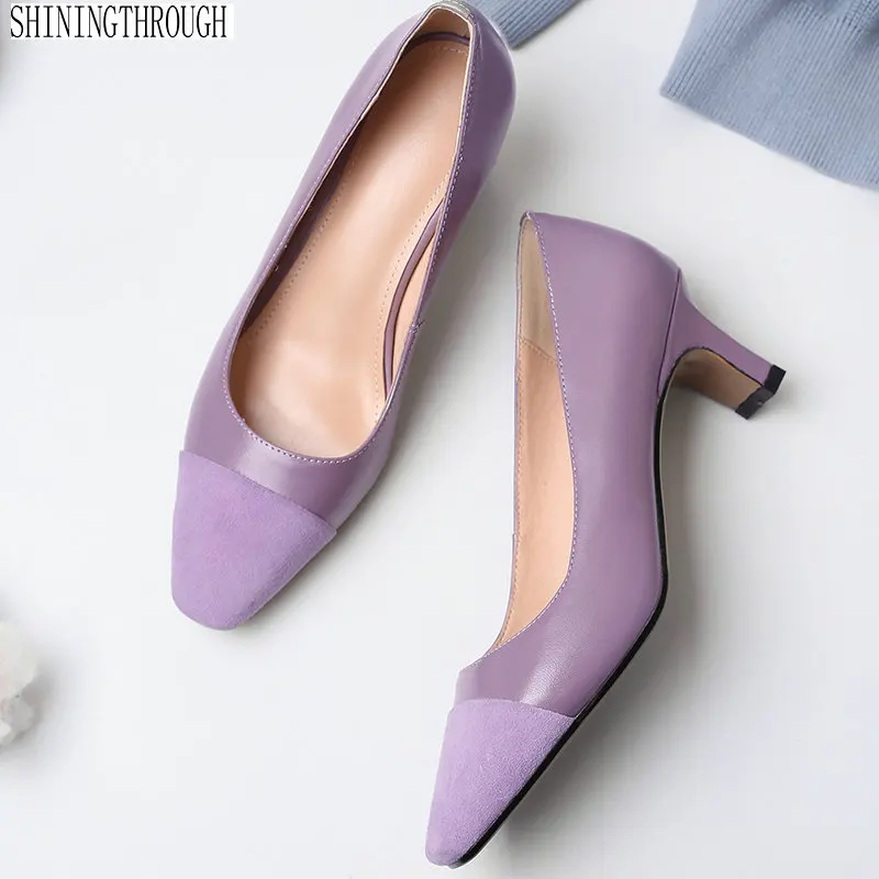

2019 New Fashion Women's Leather High Heels Heel Shoes Sexy Party Party Wedding Shoes Professional Shoes