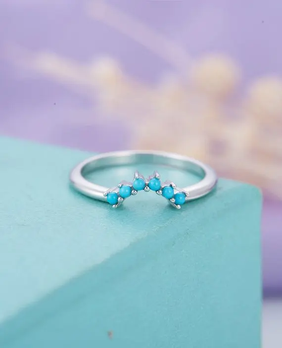 

MYRAY Turquoise Wedding Band Engagement Ring 14k White Yellow Rose Gold Bridal Set Women Men Anniversary Gift Natural Gemstone