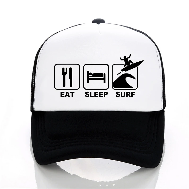 Eat Sleep Surf шляпа для активного отдыха, летняя шапка для серфинга, Солнцезащитная шапка для мужчин и женщин, модная сетчатая Кепка для водителя грузовика