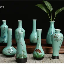Винтажная Китайская традиционная ваза, керамическая фарфоровая ваза из Celadon для цветов, цветочный горшок с орнаментом, домашний декор, гидропонный контейнер, креативный подарок