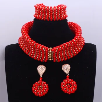 Dudo Jewelry Trendy Bridal Necklace Set Choker Nigerian African Beads Wedding Jewelry Set For Women Red Gold 2018 Free Shipping Dudo Jewelry Trendy Bridal Necklace Set Choker Nigerian African Beads Wedding Jewelry Set For Women Red Gold 2018 Free Shipping