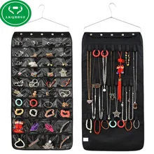 Dupla face pendurado jóias organizador pulseira brinco anel colar titular pendurar gancho saco 40 bolsos