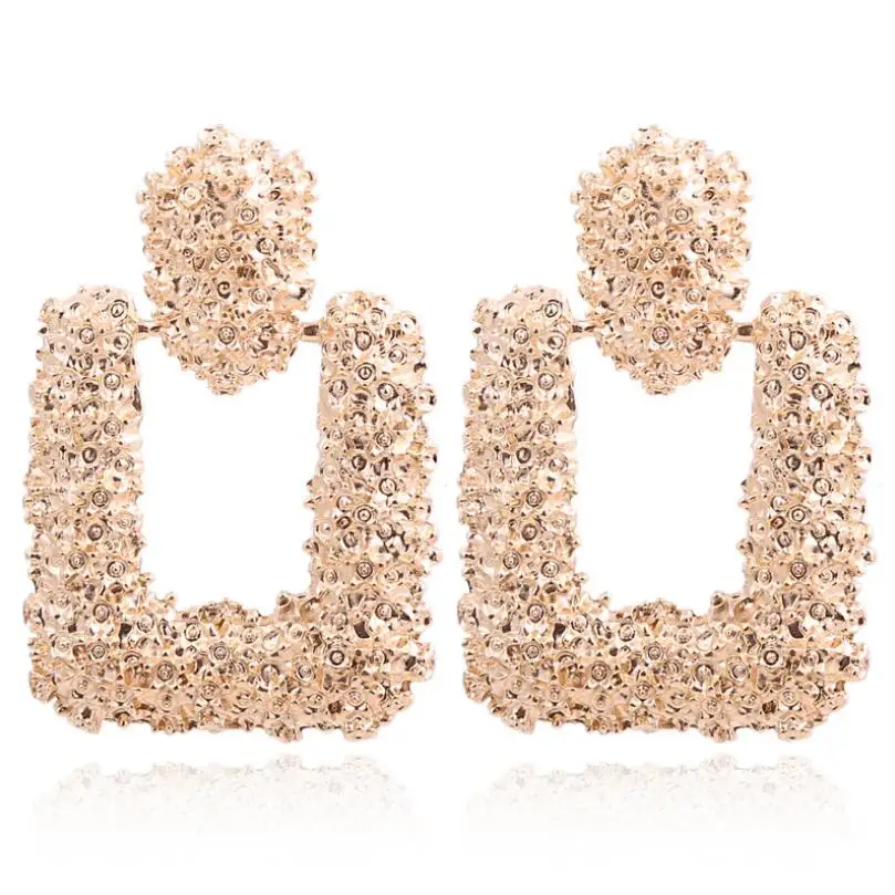 

New Alloy Bump Geometric Square Drop color Earrings For Women Fashion Creative Exaggeration Jewelry Statement Pendientes AE950