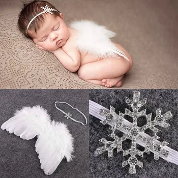 

Cute White Angel Feather Wings&Headband Costume Photo Prop Outfit new W715