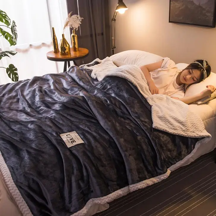 AB одноцветное одеяло, толстое Двухслойное одеяло для взрослых, диван, постельные принадлежности, Фланелевое и детское бархатное одеяло 200x230 см - Цвет: Королевский синий