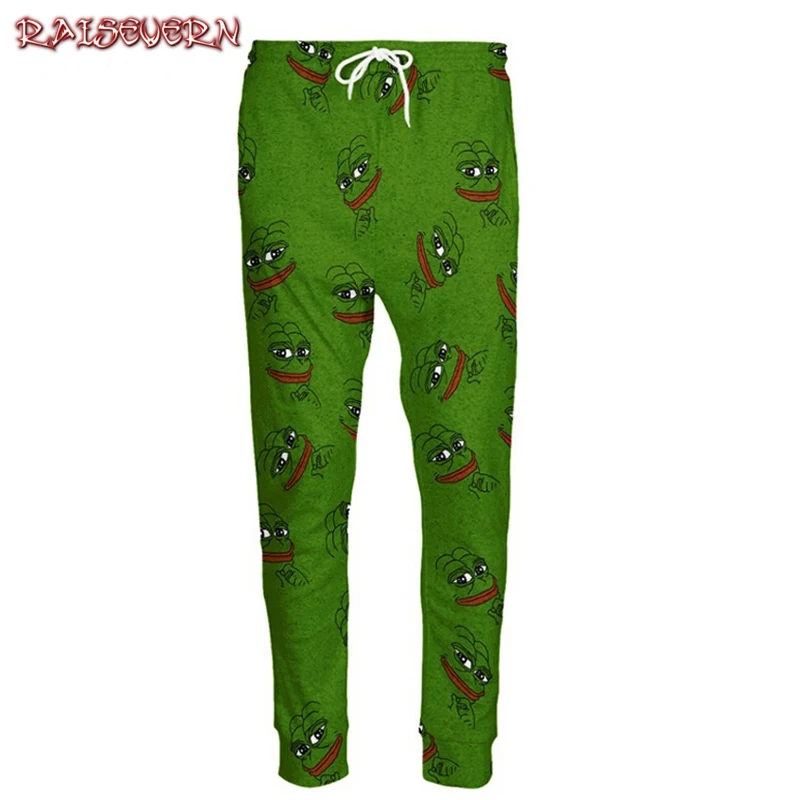 RAISEVERN Drawstring 3D Pepe The Frog Joggers Pants Men/Women Funny Cartoon Sweatpants Trousers Elastic Waist Pants Dropship