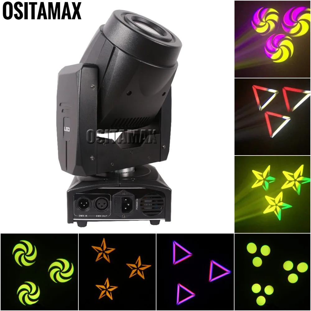 

free shipping Mini 60w DMX LED Spot Moving Head Stage Light DJ Projector Gobo Patterns Moving Head Spot Light