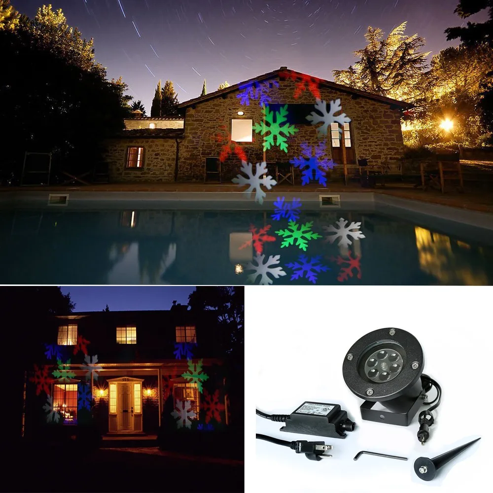 

Snowflake Projector Waterproof Christmas Lights LED snow Light Romantic Lawn Lamps for Home with shopping bags