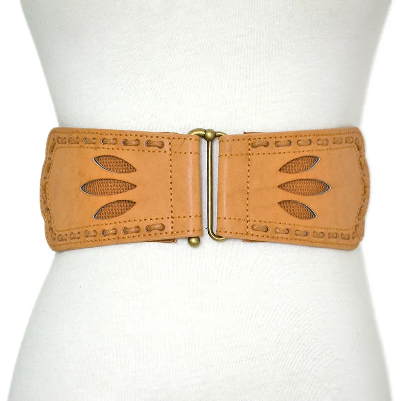 

Vintage Wide Waist Belts for Women Stretchy Corset Waistband Hollow All-Match Women's Belt Flower Pattern Cummerbund