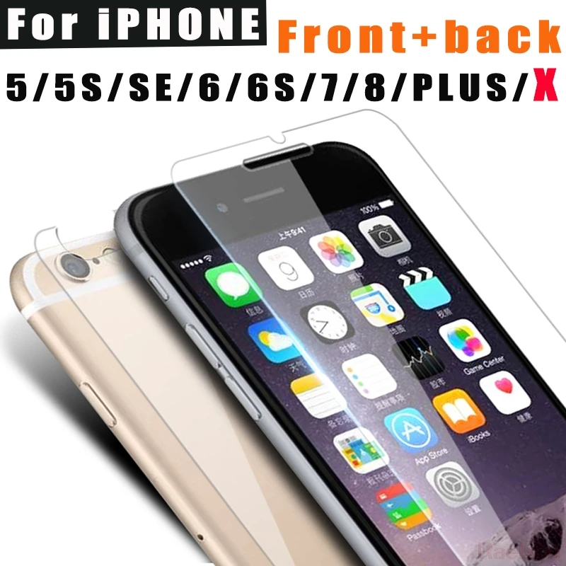 Front+back glass film For iphone 5 5s 5c SE 6 6s 7 8 plus