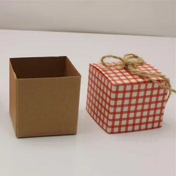 

12pcs/30pcs Cute Red Plaid Wedding Candy Box With Rope DIY Beautiful Gift Box Party Supplies One Dozen Sugar Boxes 5x5x5cm