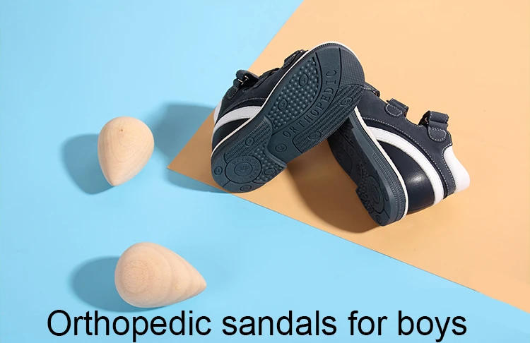 Princepard ортопедическая обувь для мальчиков, детские летние ортопедические сандалии, темно-синие сандалии с верхом из натуральной кожи для детей