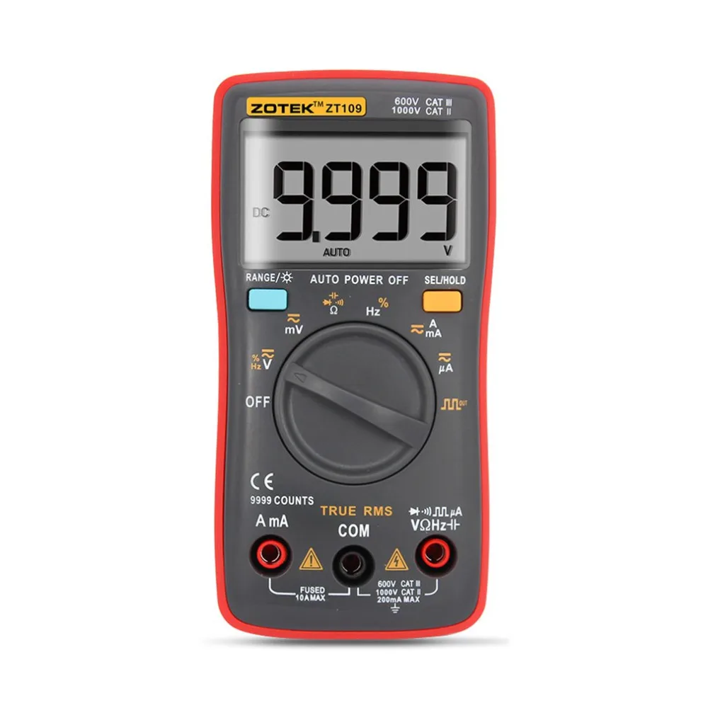

ZT109 Portable Handheld Digital Multimeter 9999 Counts LED Backlight Large LCD Display Electrical Test Diagnostic Machine