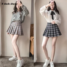 Сексуальная мини-юбка, новая Корейская клетчатая юбка размера плюс, Harajuku, короткая женская юбка на молнии, высокая талия, плиссированная клетчатая юбка для школьницы