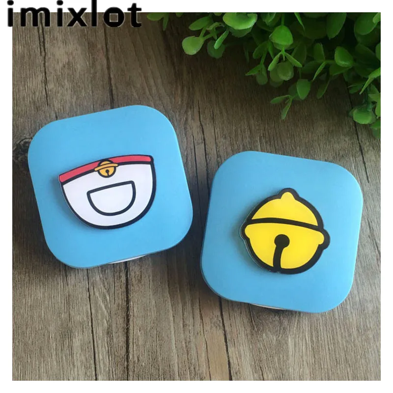IMIXLOT Пластик милые Цвет маленький колокольчик карман узор контактные линзы чехол