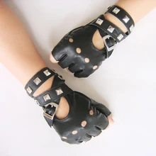 Новые готические панковские крутые женские сексуальные диско-танцевальные рок-н-ролл короткие перчатки из искусственной кожи без пальцев
