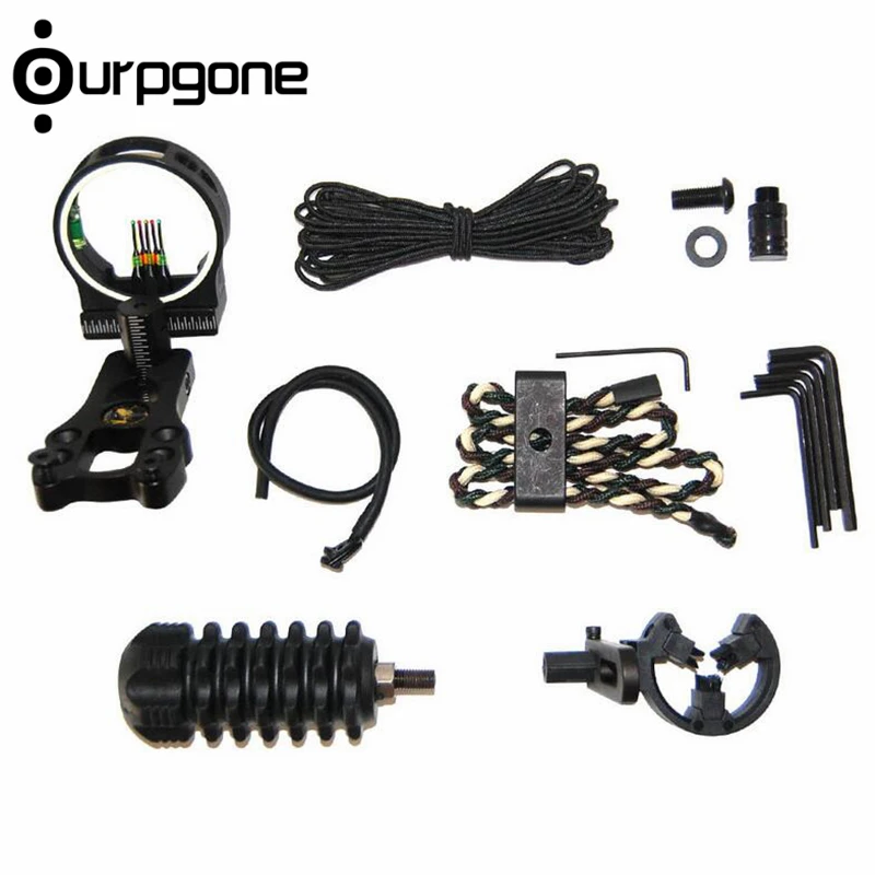 

Ourpgone Brand 1*Outdoor Hunting Recurve Bow Stabilizer Optic Sight Alloy Compound Bow Arrow Rest Peep String Free shipping!