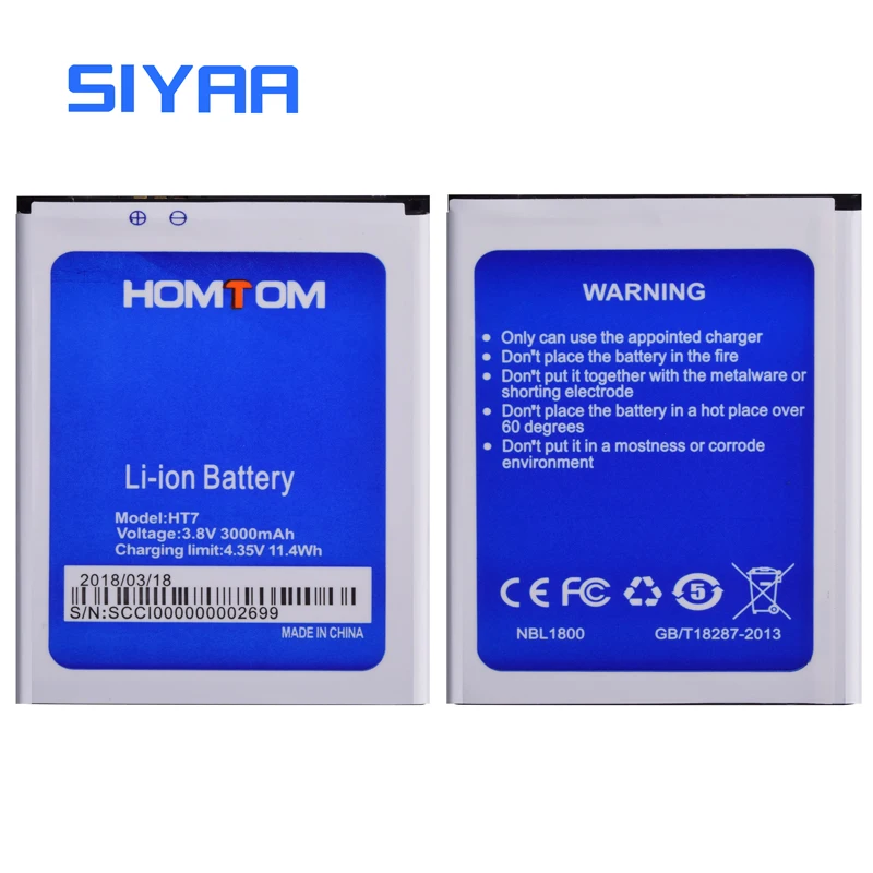 

SIYAA Phone Original Battery ht7 For Homtom HT7 Mobile Phone 3.8V high capacity 3000mAh Lithium Replacement Batteries