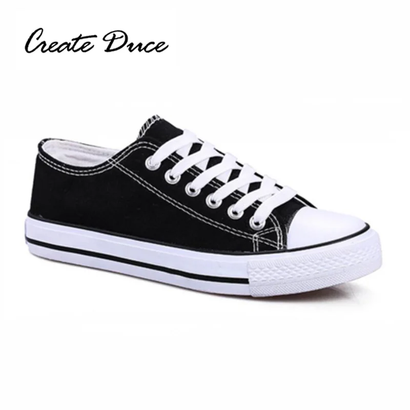

CREATE DUCE Men Canvas Shoes Casual Fashion Solid Color Platform Loafers Sneakers Lace-Up Vulcanized Shoes Plus Size 45 46