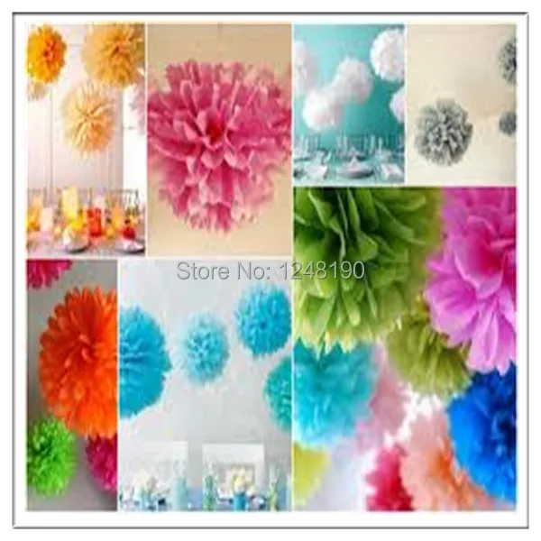 Free Shipping 40pcs 25cm(10inch) tissue paper pom poms for decoration |